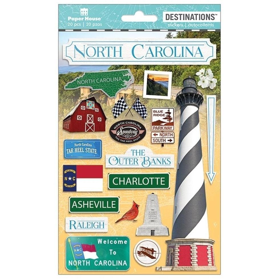 Destinations Collection North Carolina 5 x 7 3D Foil Scrapbook Embellishment by Paper House Productions - Scrapbook Supply Companies