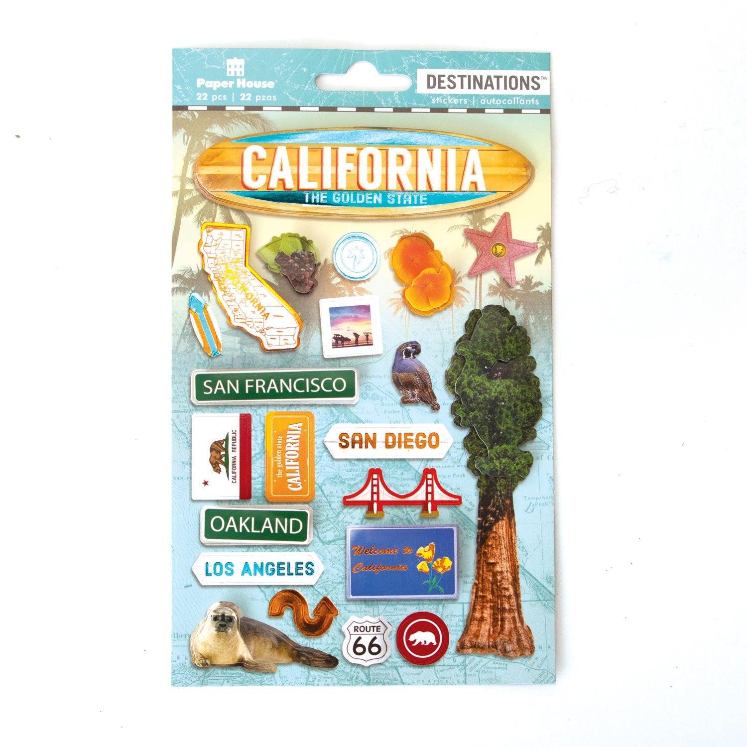 Destinations Collection California 5 x 7 3D Foil Scrapbook Embellishment by Paper House Productions - Scrapbook Supply Companies