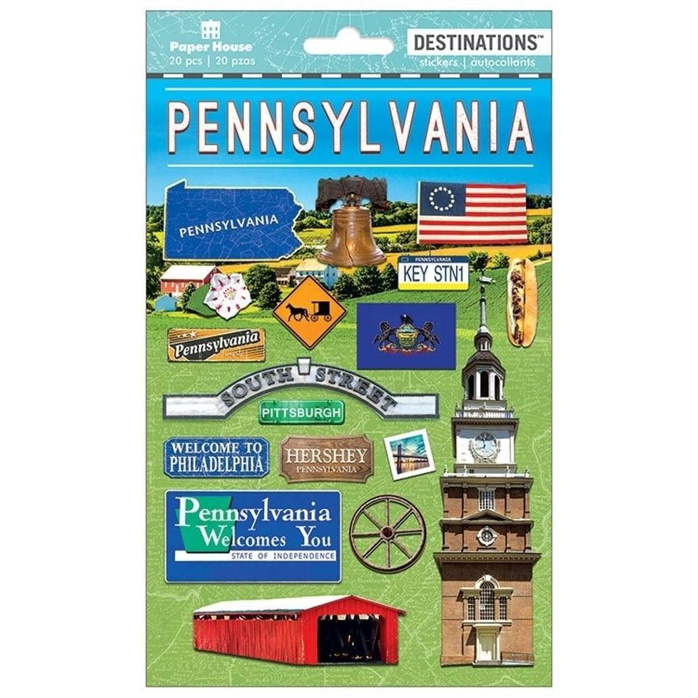 Destinations Collection Pennsylvania 5 x 7 3D Foil Scrapbook Embellishment by Paper House Productions - Scrapbook Supply Companies