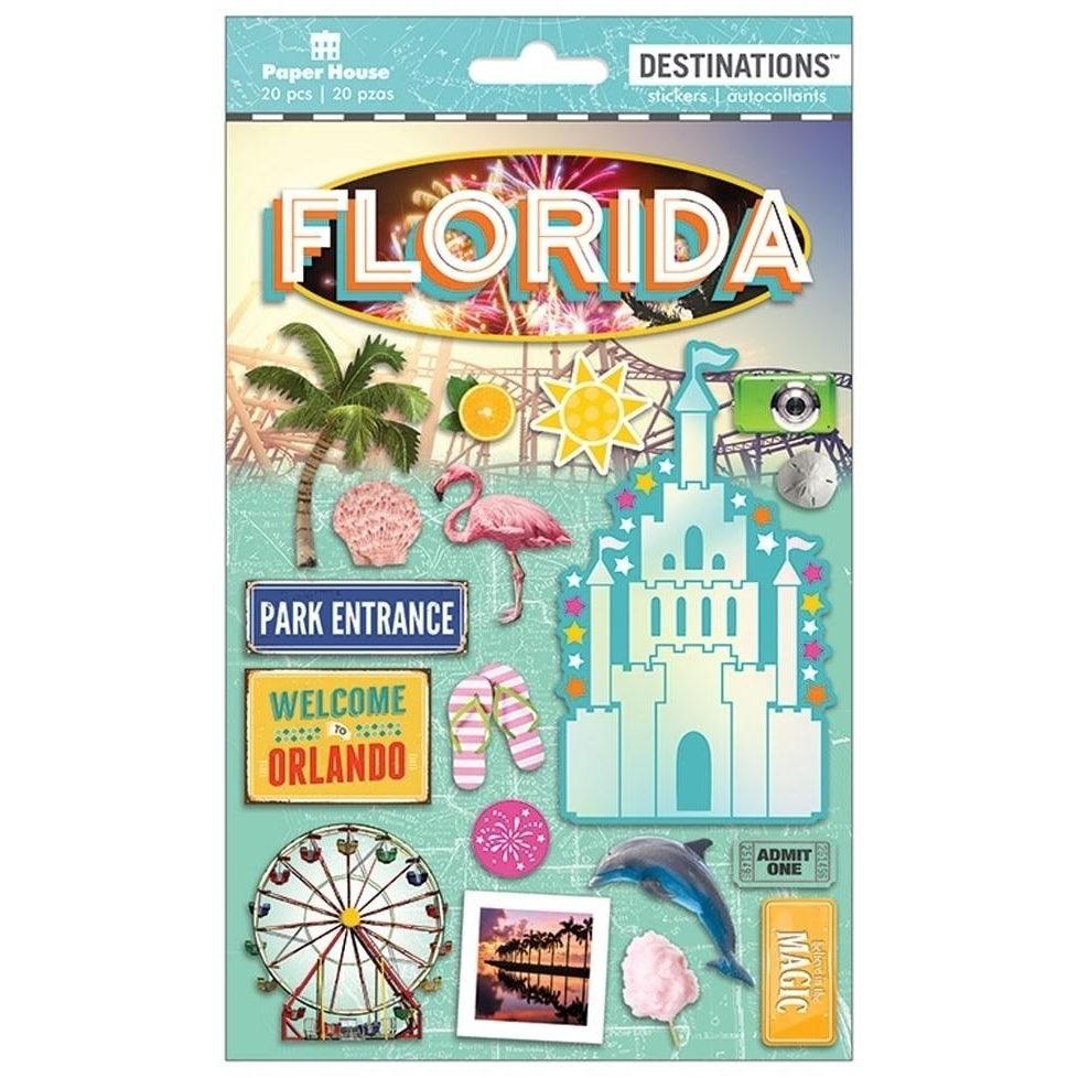 Destinations Collection Florida 5 x 7 3D Foil Scrapbook Embellishment by Paper House Productions - Scrapbook Supply Companies
