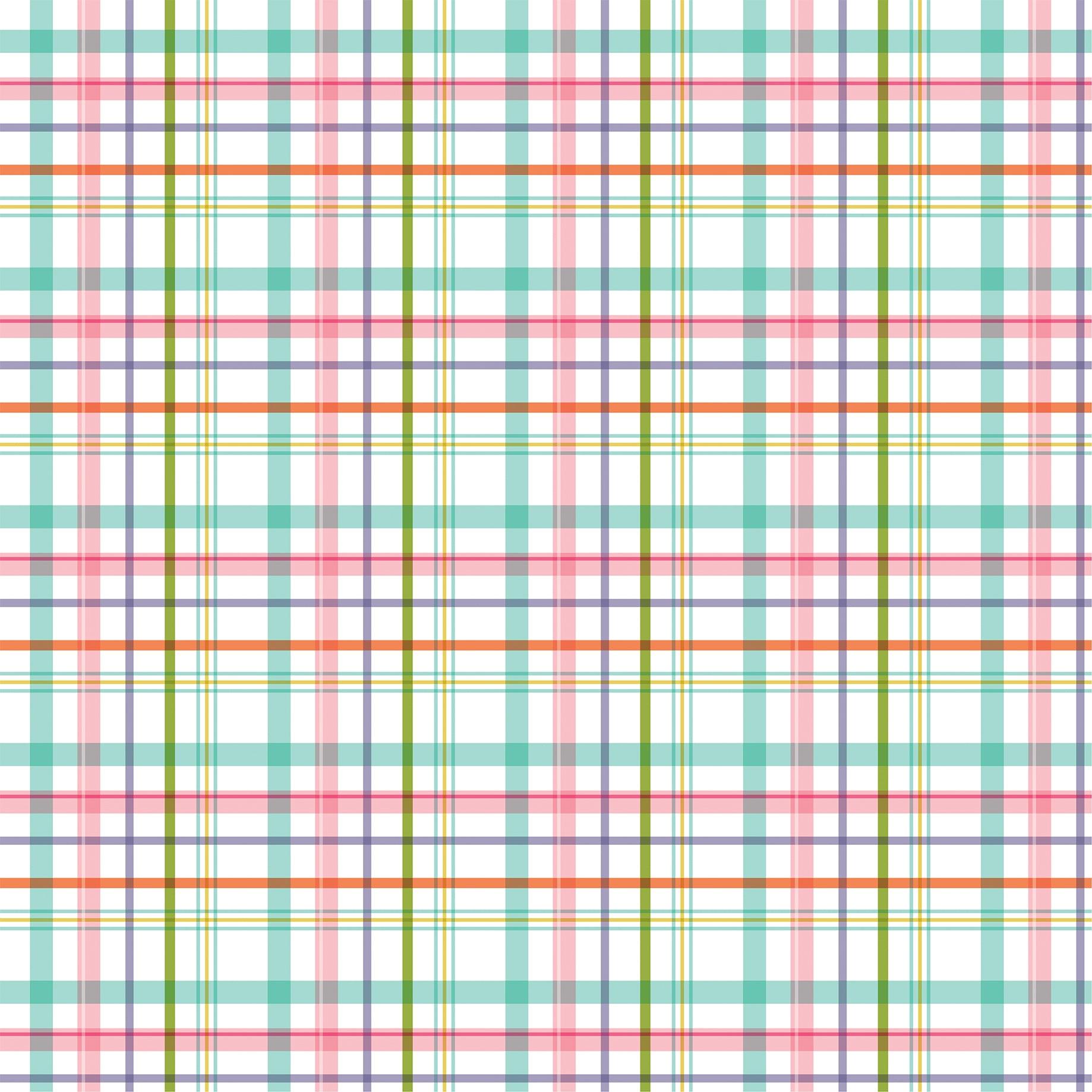 All About A Girl Collection Playful Plaid 12 x 12 Double-Sided Scrapbook Paper by Echo Park Paper - Scrapbook Supply Companies