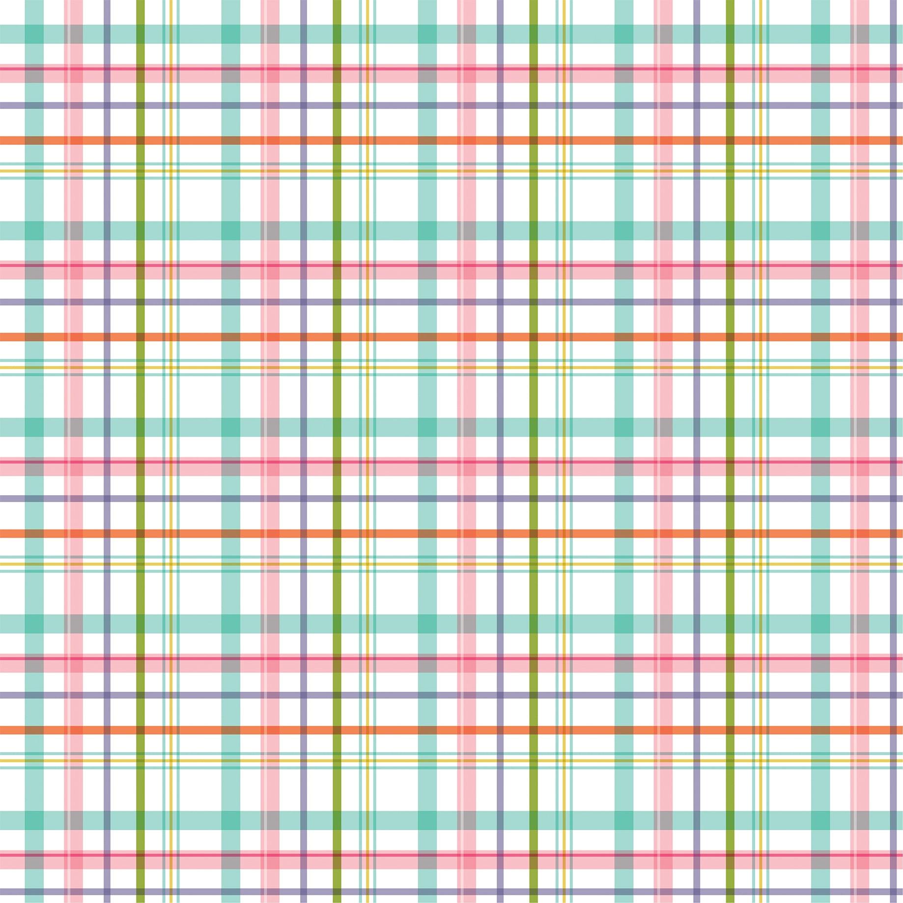 All About A Girl Collection Playful Plaid 12 x 12 Double-Sided Scrapbook Paper by Echo Park Paper - Scrapbook Supply Companies