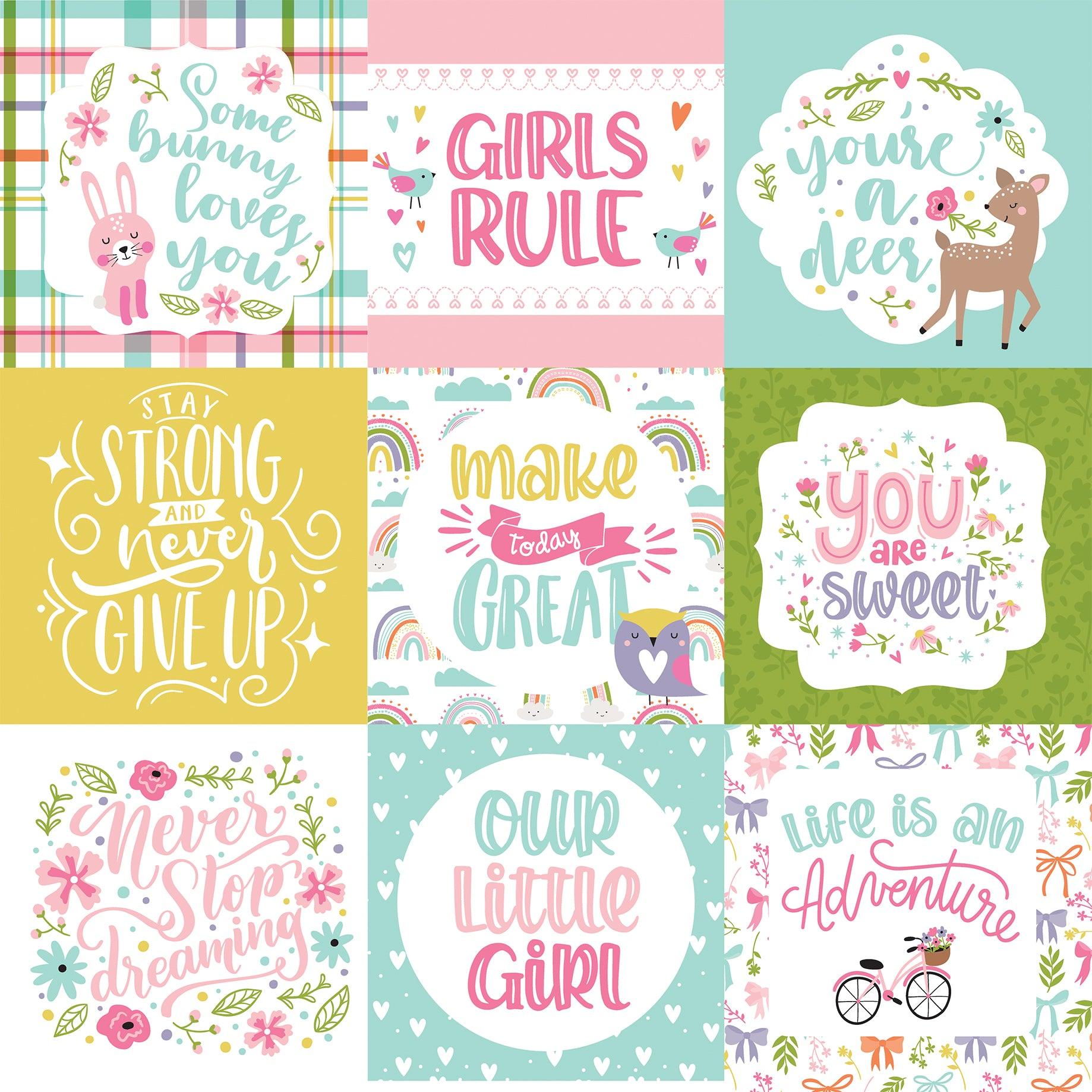 All About A Girl Collection 4x4 Journaling Cards 12 x 12 Double-Sided Scrapbook Paper by Echo Park Paper - Scrapbook Supply Companies