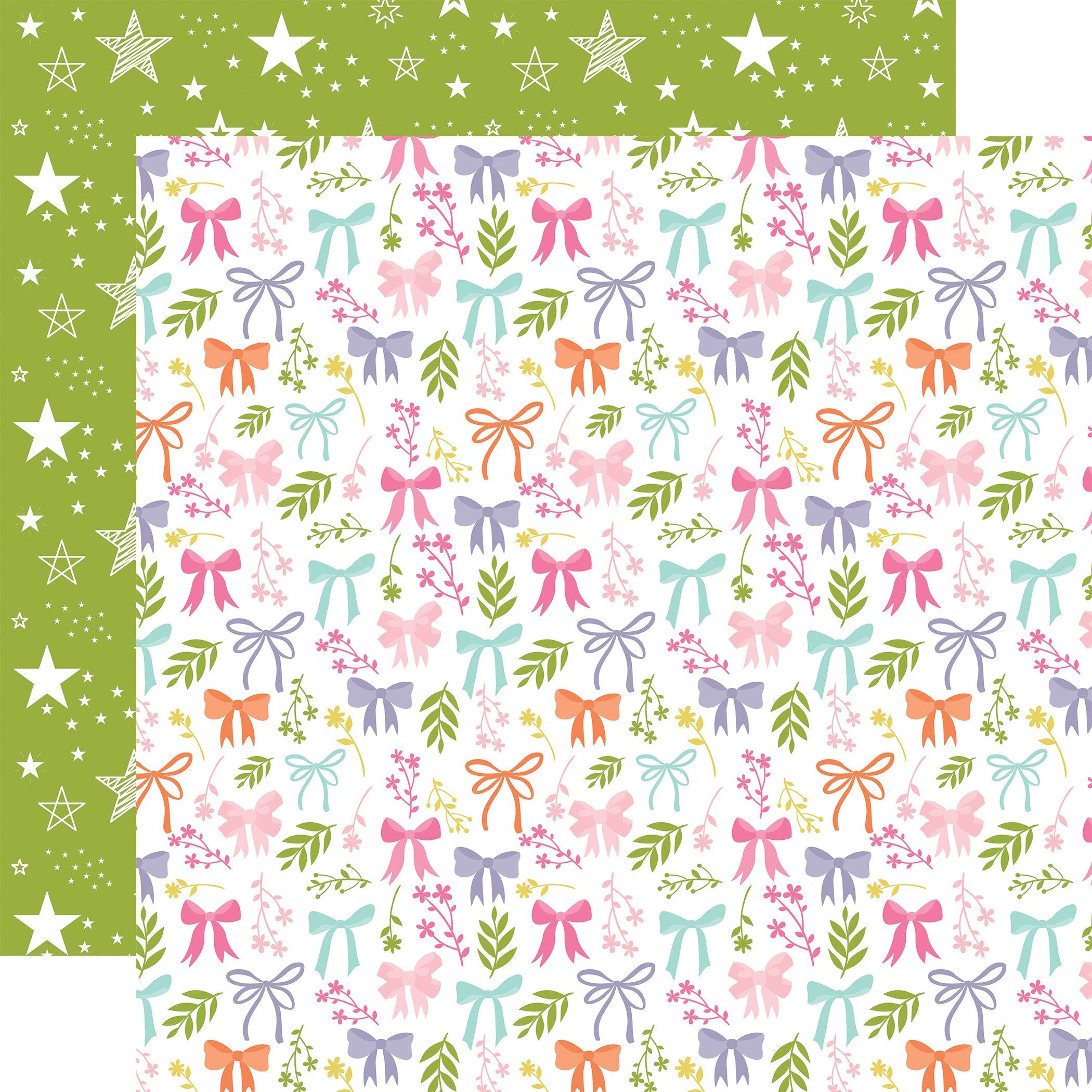 All About A Girl Collection Bows And Stems 12 x 12 Double-Sided Scrapbook Paper by Echo Park Paper - Scrapbook Supply Companies