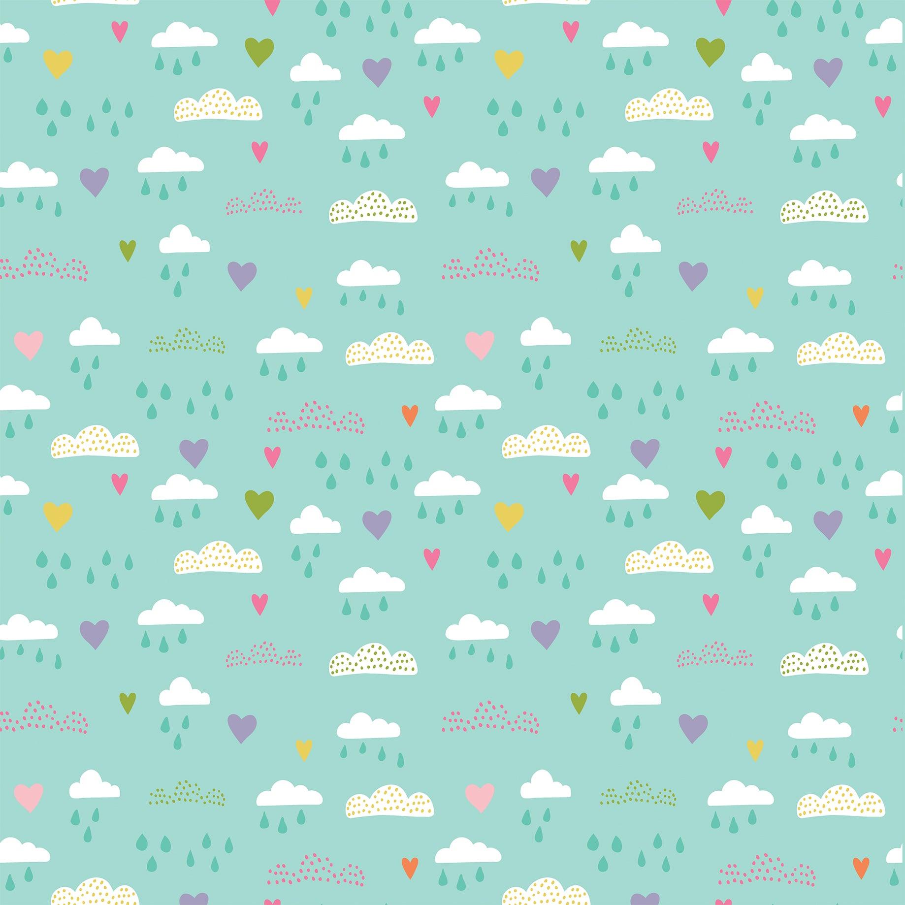 All About A Girl Collection Heartfelt Sky 12 x 12 Double-Sided Scrapbook Paper by Echo Park Paper - Scrapbook Supply Companies