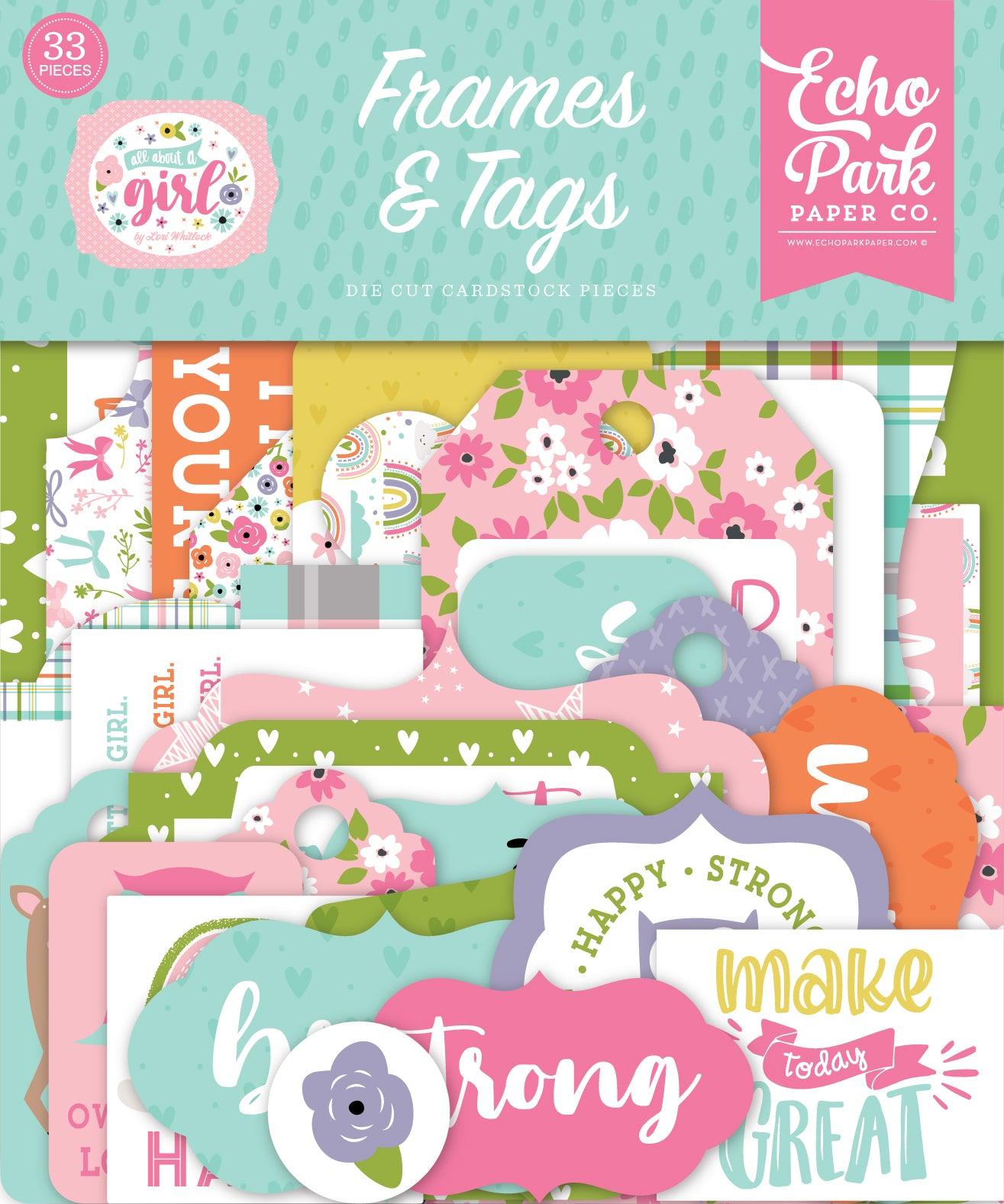 All About A Girl Collection 5 x 5 Scrapbook Tags & Frames Die Cuts by Echo Park Paper - Scrapbook Supply Companies