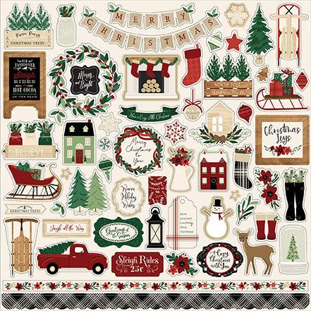 A Cozy Christmas 13-Piece Collection Kit by Echo Park Paper-12 Papers, 1 Sticker - Scrapbook Supply Companies