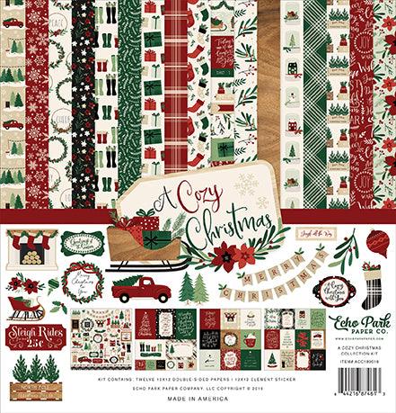 A Cozy Christmas 13-Piece Collection Kit by Echo Park Paper-12 Papers, 1 Sticker - Scrapbook Supply Companies