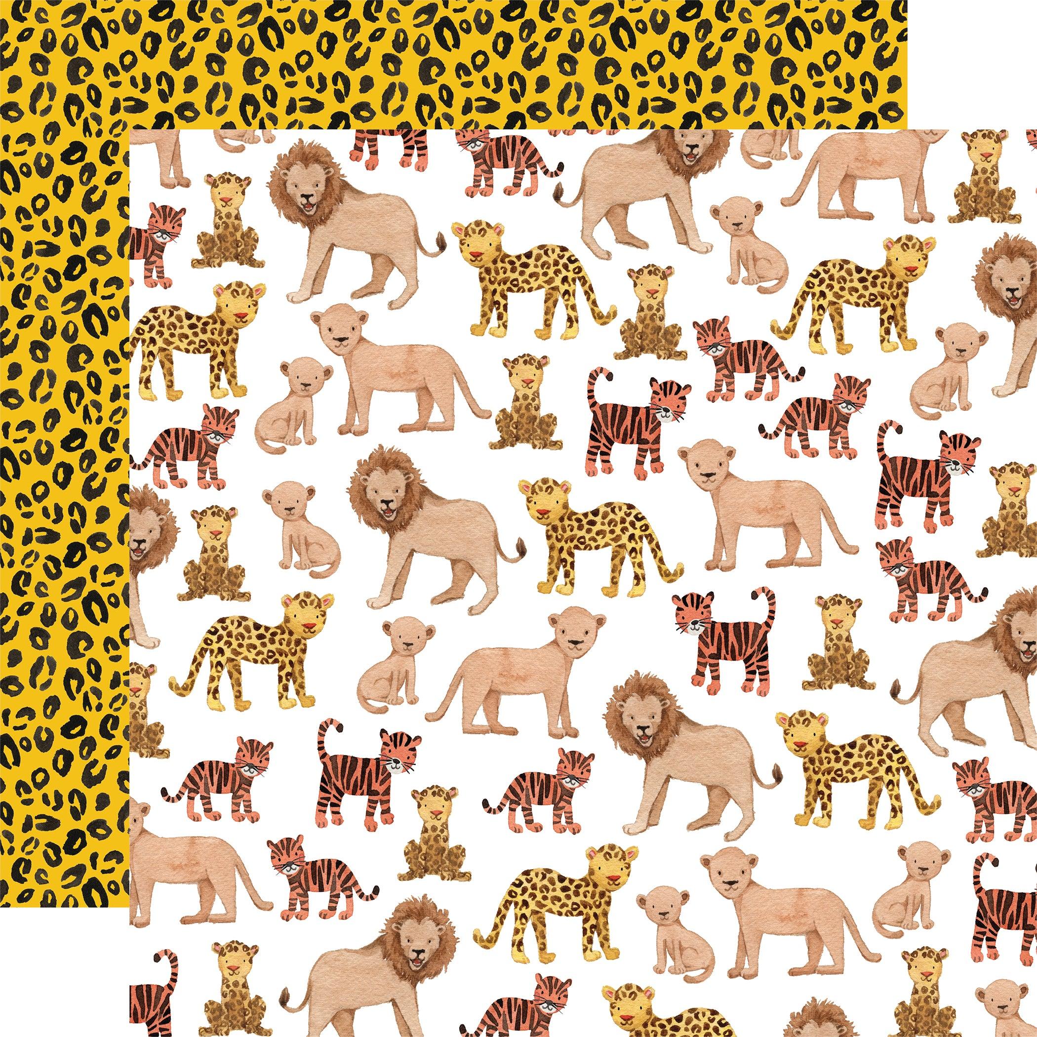 Animal Kingdom Collection Feline Family 12 x 12 Double-Sided Scrapbook Paper by Echo Park Paper - Scrapbook Supply Companies