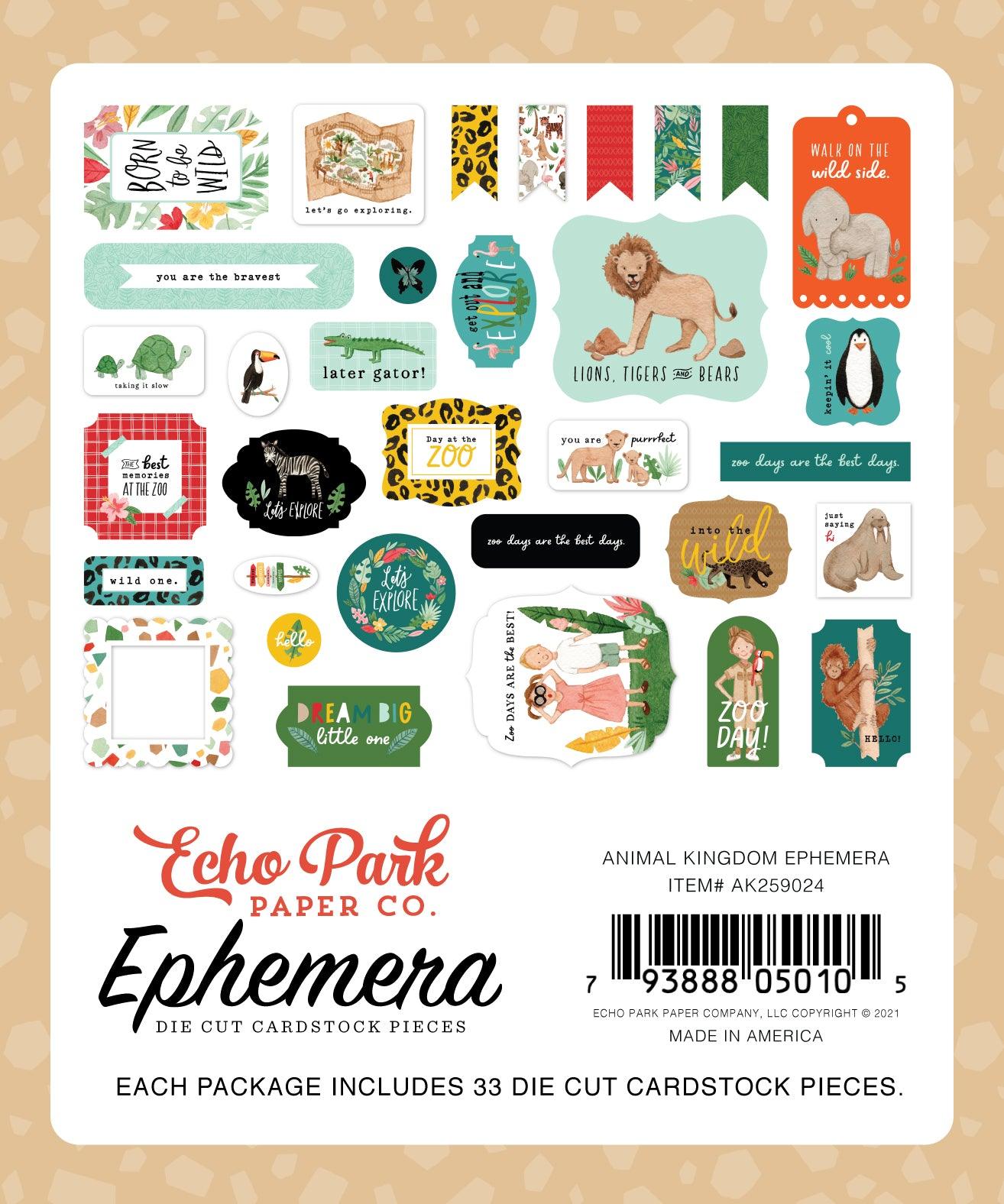 Animal Kingdom Collection 5 x 5 Scrapbook Ephemera Die Cuts by Echo Park Paper - Scrapbook Supply Companies