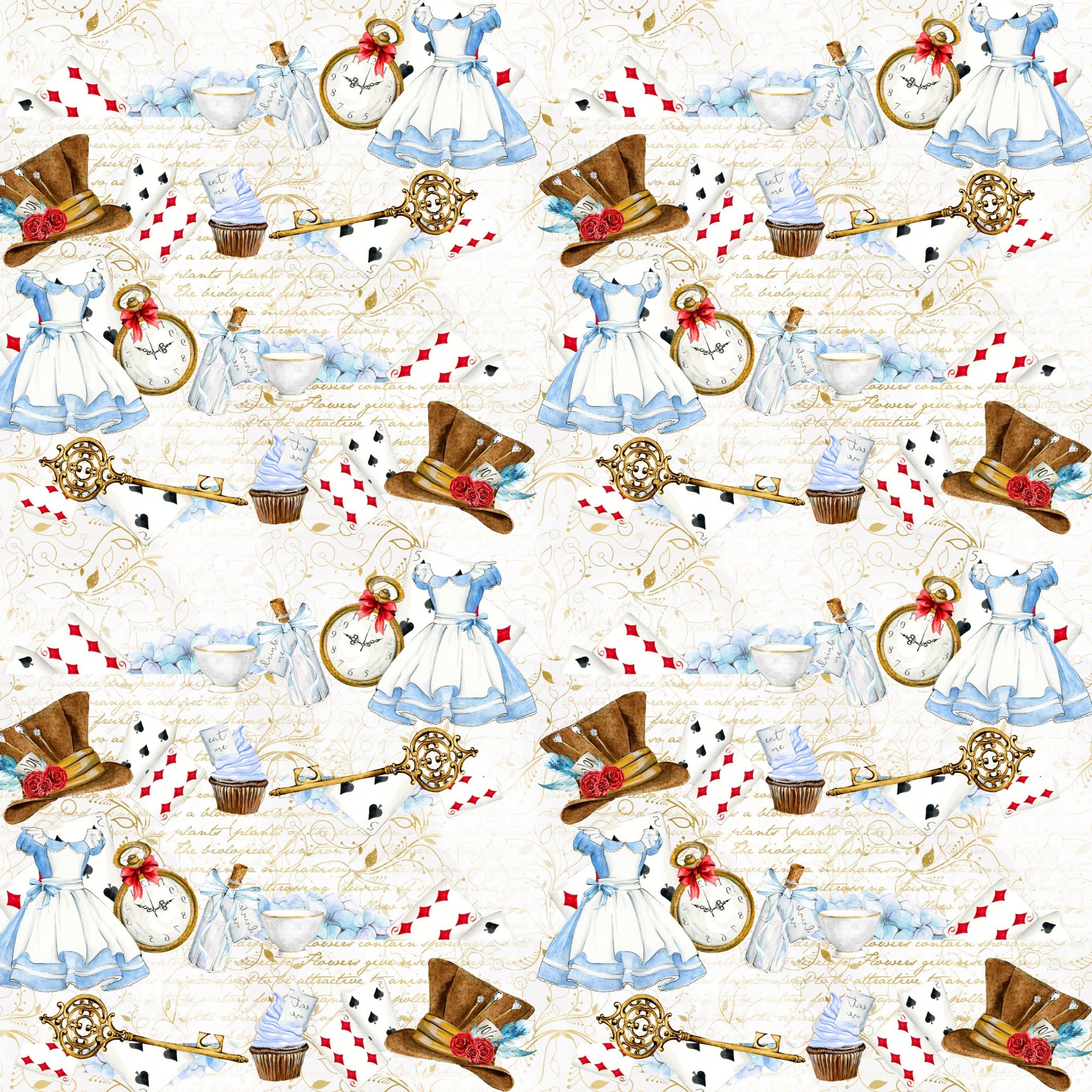Frou Frou's Alice Collection Wonderland 12 x 12 Double-Sided Scrapbook Paper by SSC Designs - Scrapbook Supply Companies