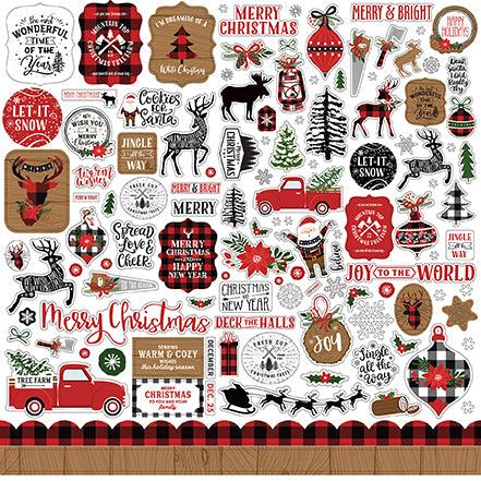 A Lumberjack Christmas Collection 12 x 12 Scrapbook Sticker Sheet by Echo Park Paper - Scrapbook Supply Companies