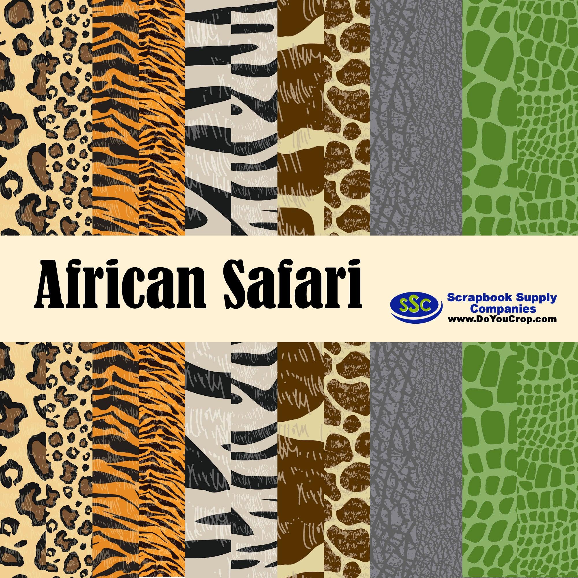 African Safari Collection Animal Prints 12 x 12 Double-Sided Scrapbook Paper Pack by SSC Designs - 12 Papers - Scrapbook Supply Companies