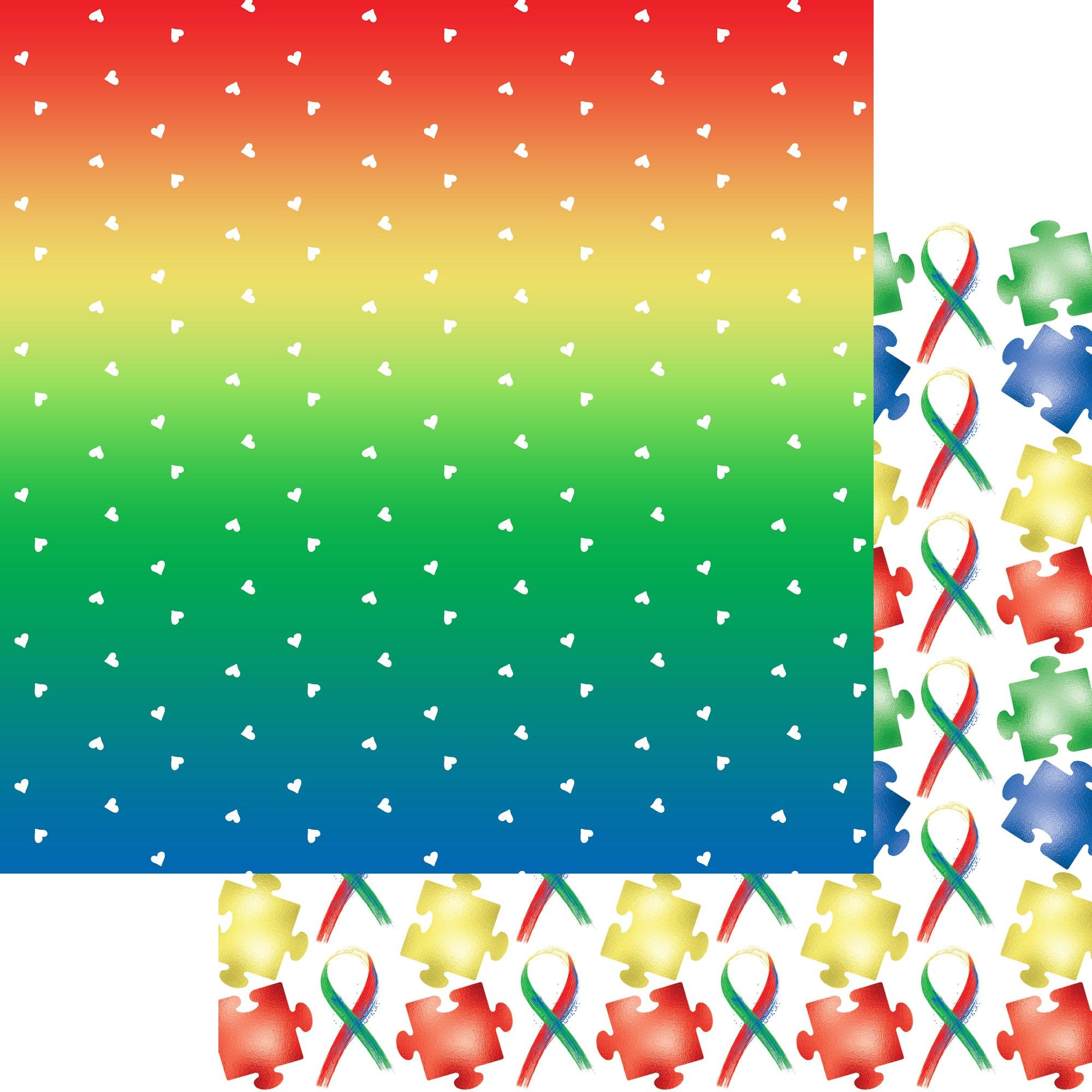Autism Au-some Collection Rainbow Spectrum 12 x 12 Double-Sided Scrapbook Paper by SSC Designs - Scrapbook Supply Companies