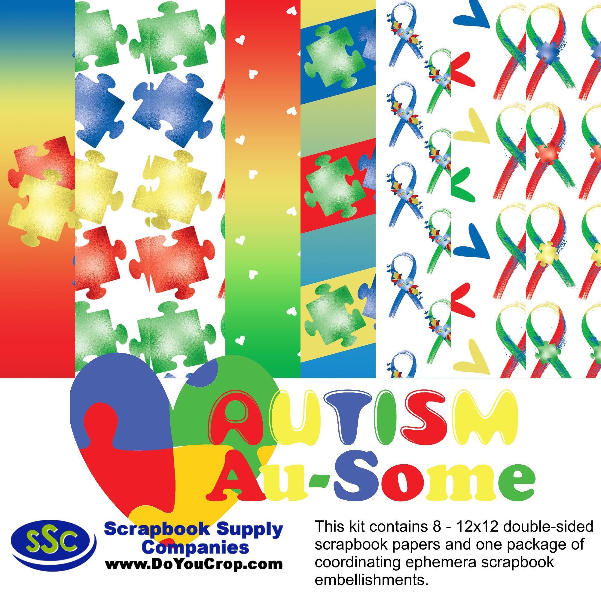 Autism Au-some 12 x 12 Scrapbook & Embellishment Kit by SSC Designs