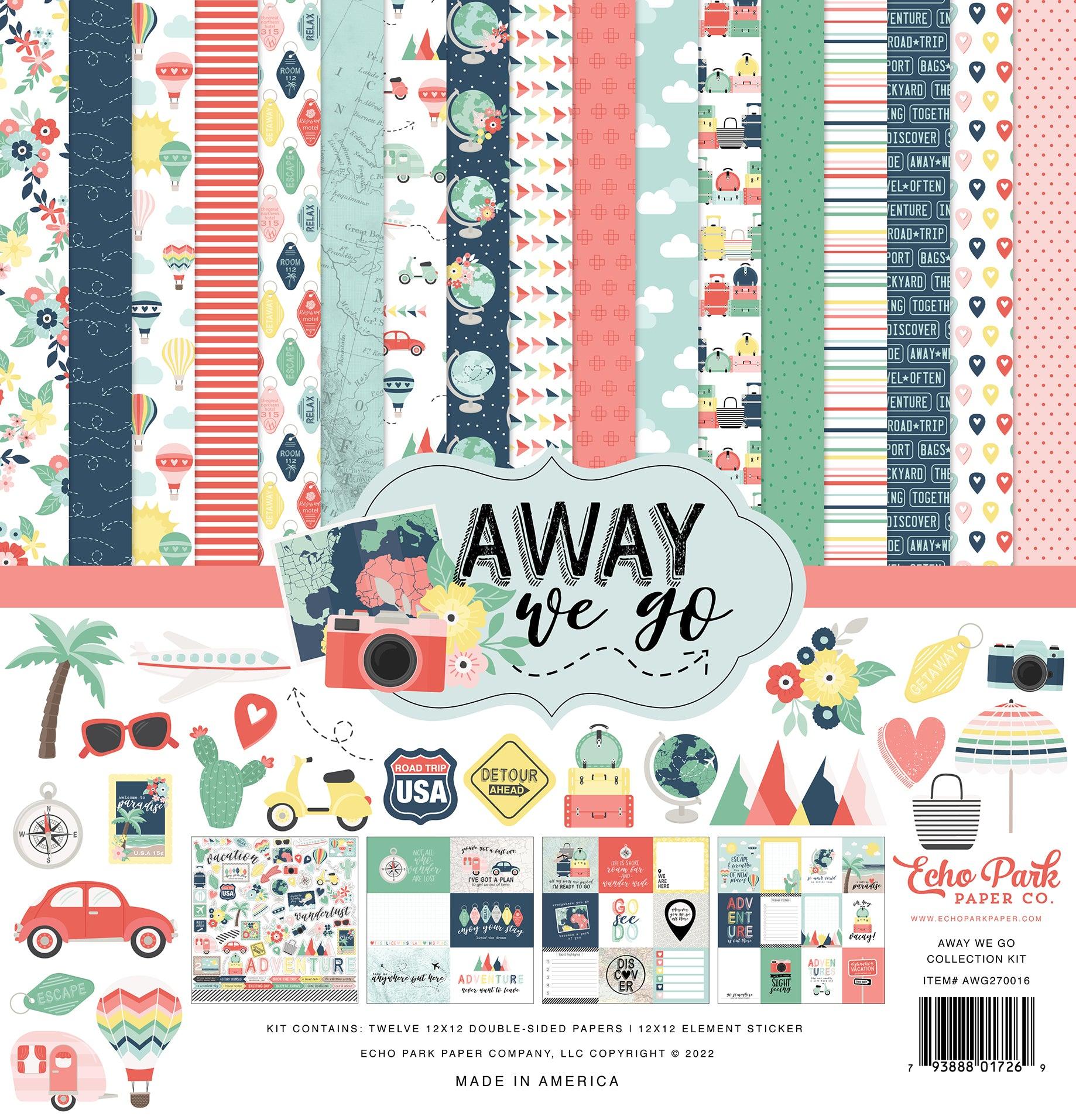 Away We Go Collection 13-Piece Collection Kit by Echo Park Paper-12 Papers, 1 Sticker