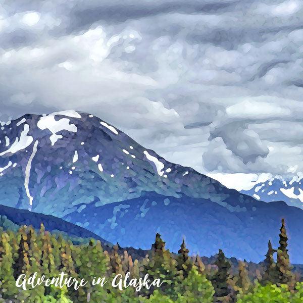 Alaska Adventure Collection Watercolor Left 12 x 12 Scrapbook Paper by Scrapbook Customs