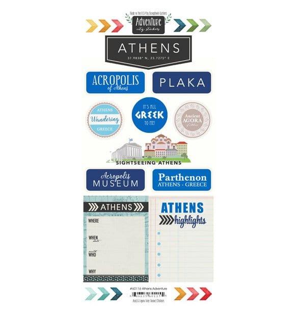 Travel Adventure Collection Athens, Greece Adventure 6 x 12 Scrapbook Sticker Sheet by Scrapbook Customs - Scrapbook Supply Companies