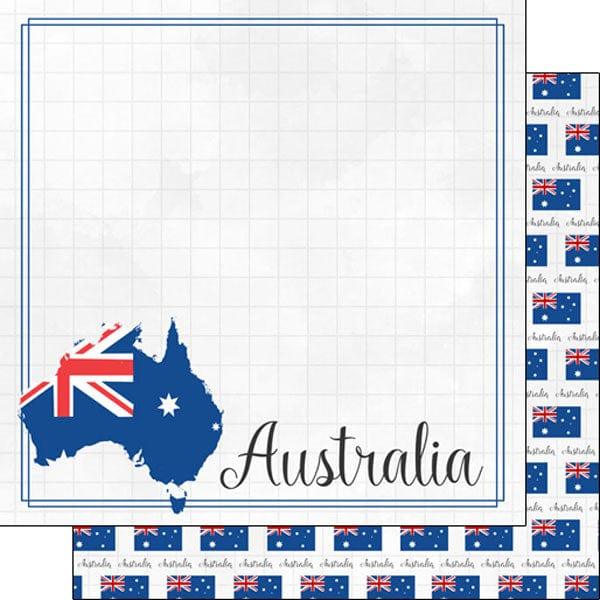 Travel Adventure Collection Australia Border 12 x 12 Scrapbook Paper by Scrapbook Customs