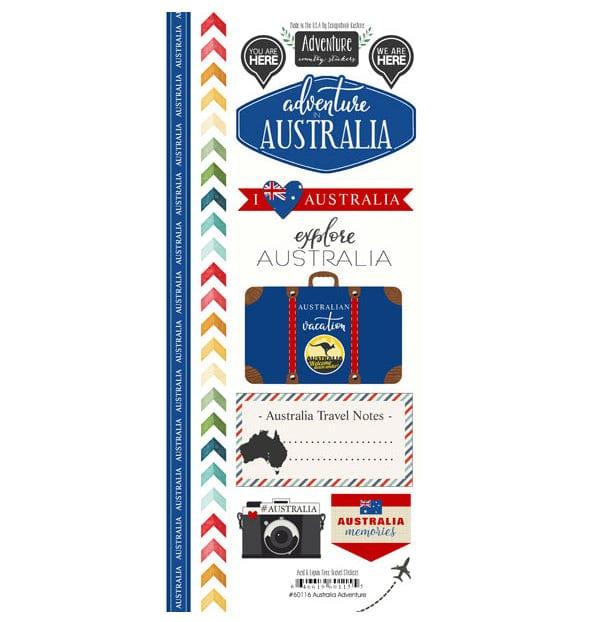 Travel Adventure Collection Australia Adventure 6 x 12 Scrapbook Sticker Sheet by Scrapbook Customs - Scrapbook Supply Companies