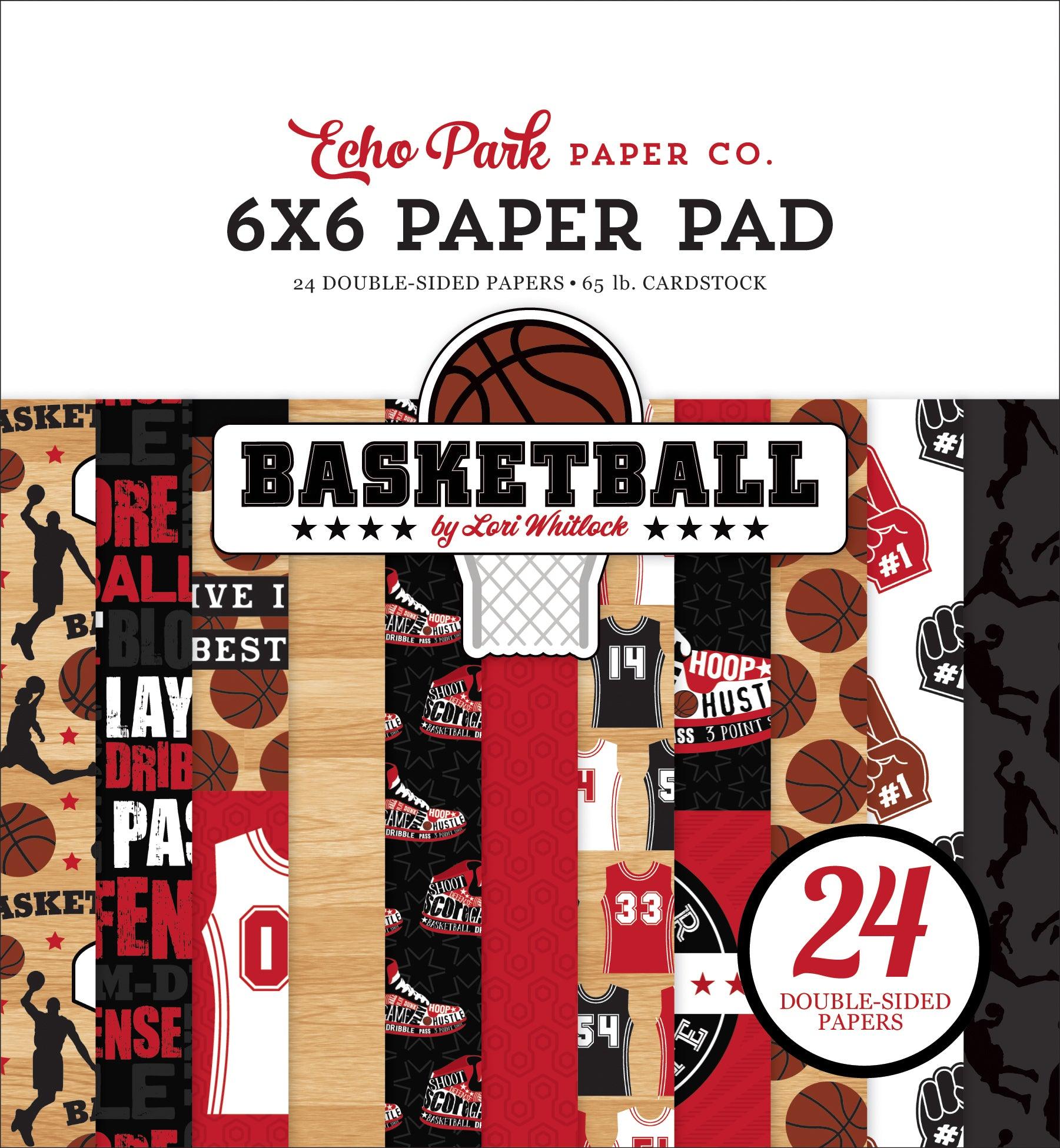 Basketball Collection 6 x 6 Paper Pad by Echo Park Paper - 24 Double-Sided Papers - Scrapbook Supply Companies