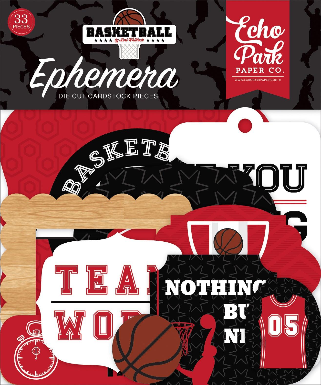 Basketball Collection 5 x 5 Ephemera Die Cut Scrapbook Embellishments by Echo Park Paper - Scrapbook Supply Companies