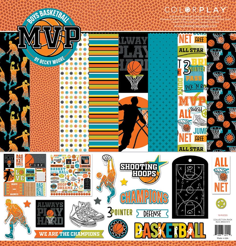 MVP Basketball Boy Collection 12 x 12 Paper & Sticker Collection Pack by Photo Play Paper