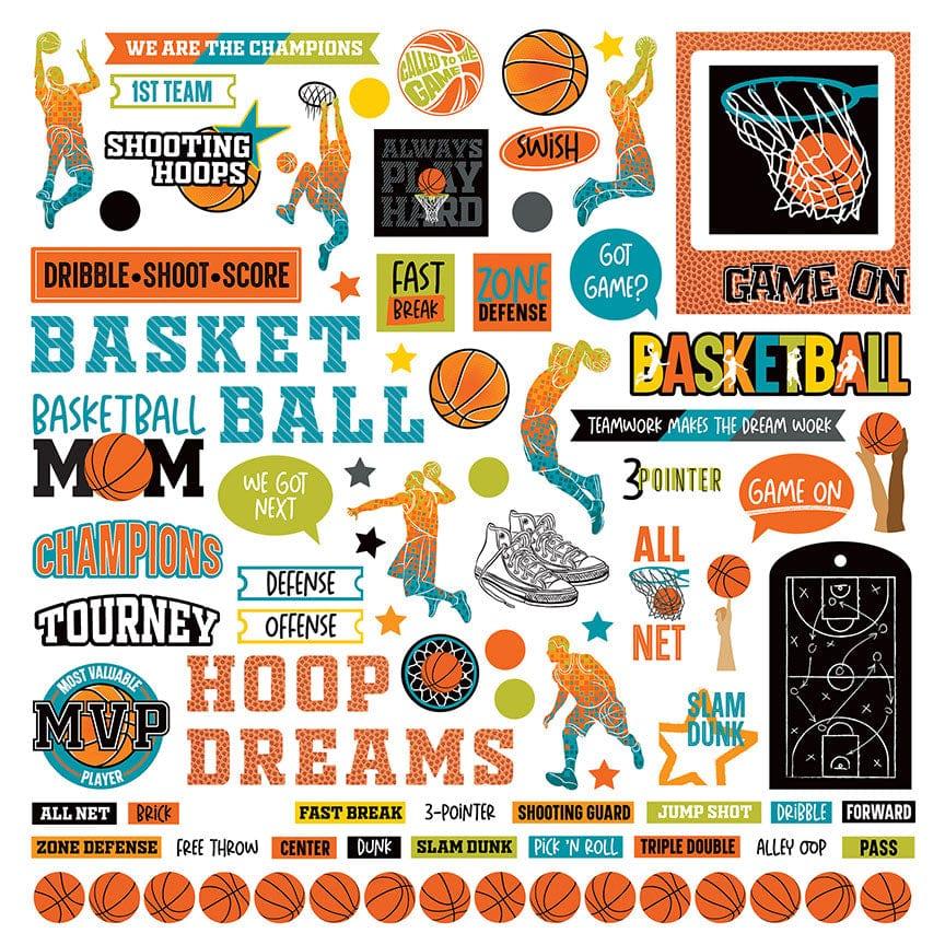 MVP Basketball Collection 12 x 12 Boy Cardstock Scrapbook Sticker Sheet by Photo Play Paper - Scrapbook Supply Companies