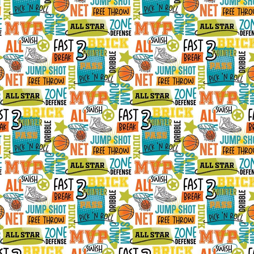 MVP Basketball Collection Free Throw 12 x 12 Double-Sided Scrapbook Paper by Photo Play Paper - Scrapbook Supply Companies