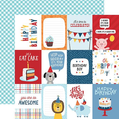 Birthday Boy Collection 3x4 Journaling Cards 12 x 12 Double-Sided Scrapbook Paper by Echo Park Paper