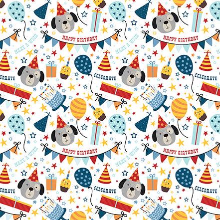 Birthday Boy Collection Puppy Party 12 x 12 Double-Sided Scrapbook Paper by Echo Park Paper - Scrapbook Supply Companies
