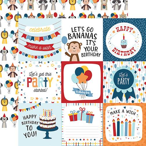 Birthday Boy Collection 4x4 Journaling Cards 12 x 12 Double-Sided Scrapbook Paper by Echo Park Paper