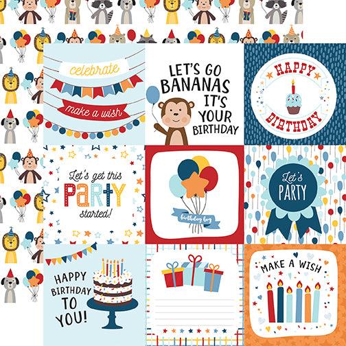 Birthday Boy Collection 4 x 4 Journaling Cards 12 x 12 Double-Sided Scrapbook Paper by Echo Park Paper - Scrapbook Supply Companies