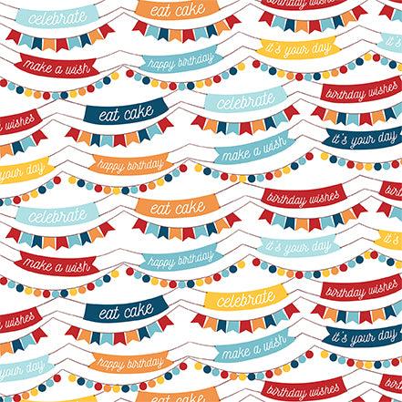 Birthday Boy Collection Boy Birthday Banners 12 x 12 Double-Sided Scrapbook Paper by Echo Park Paper - Scrapbook Supply Companies