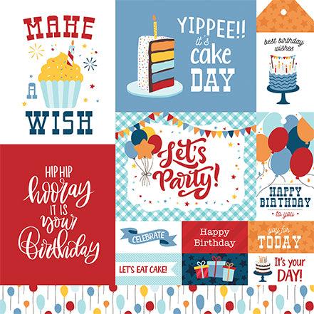 Birthday Boy Collection Multi Journaling Cards 12 x 12 Double-Sided Scrapbook Paper by Echo Park Paper - Scrapbook Supply Companies