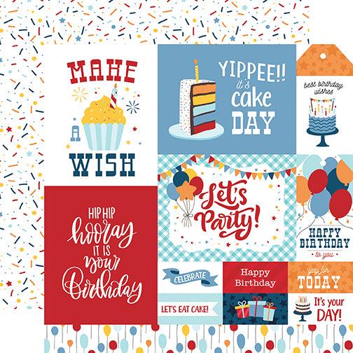 Birthday Boy Collection Multi Journaling Cards 12 x 12 Double-Sided Scrapbook Paper by Echo Park Paper - Scrapbook Supply Companies
