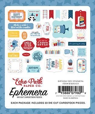 Birthday Boy Collection 5 x 5 Scrapbook Ephemera Die Cuts by Echo Park Paper - Scrapbook Supply Companies