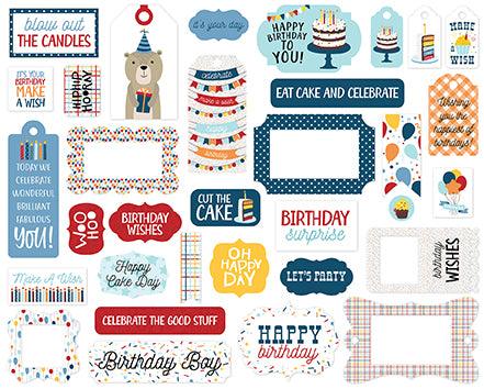 Birthday Boy Collection 5 x 5 Scrapbook Tags & Frames Die Cuts by Echo Park Paper - Scrapbook Supply Companies