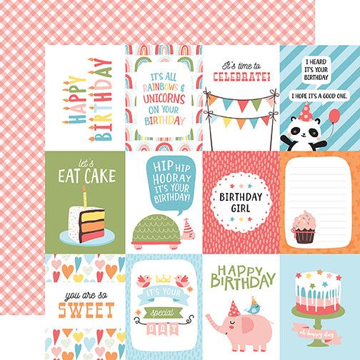 Birthday Girl Collection 3 x 4 Journaling Cards 12 x 12 Double-Sided Scrapbook Paper by Echo Park Paper - Scrapbook Supply Companies