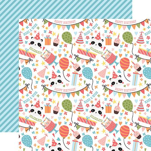 Birthday Girl Collection Party Pandas 12 x 12 Double-Sided Scrapbook Paper by Echo Park Paper - Scrapbook Supply Companies
