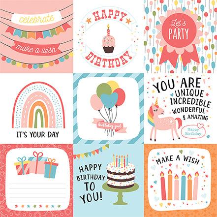 Birthday Girl Collection 4 x 4 Journaling Cards 12 x 12 Double-Sided Scrapbook Paper by Echo Park Paper - Scrapbook Supply Companies