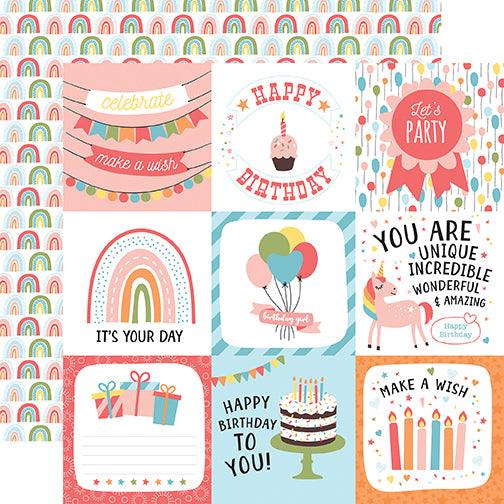 Birthday Girl Collection 4x4 Journaling Cards 12 x 12 Double-Sided Scrapbook Paper by Echo Park Paper
