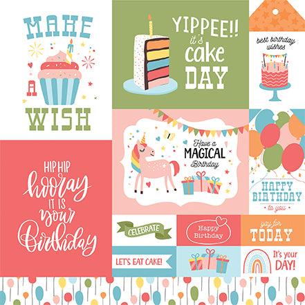 Birthday Girl Collection Multi Journaling Cards 12 x 12 Double-Sided Scrapbook Paper by Echo Park Paper - Scrapbook Supply Companies