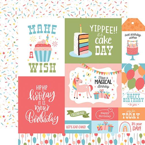 Birthday Girl Collection Multi Journaling Cards 12 x 12 Double-Sided Scrapbook Paper by Echo Park Paper - Scrapbook Supply Companies