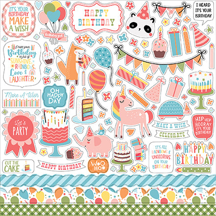 Birthday Girl Collection 12 x 12 Scrapbook Sticker Sheet by Echo Park Paper