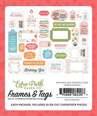 Birthday Girl Collection 5 x 5 Scrapbook Tags & Frames Die Cuts by Echo Park Paper - Scrapbook Supply Companies