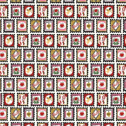 Be My Valentine Collection Love Stamps 12 x 12 Double-Sided Scrapbook Paper by Echo Park Paper - Scrapbook Supply Companies
