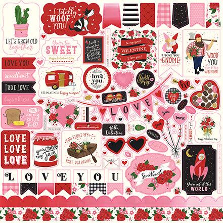 Be My Valentine Collection 12 x 12 Scrapbook Sticker Sheet by Echo Park Paper - Scrapbook Supply Companies