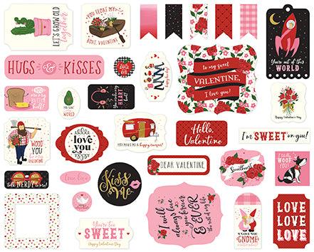 Be My Valentine Collection 5 x 5 Ephemera Die Cut Scrapbook Embellishments by Echo Park Paper - Scrapbook Supply Companies