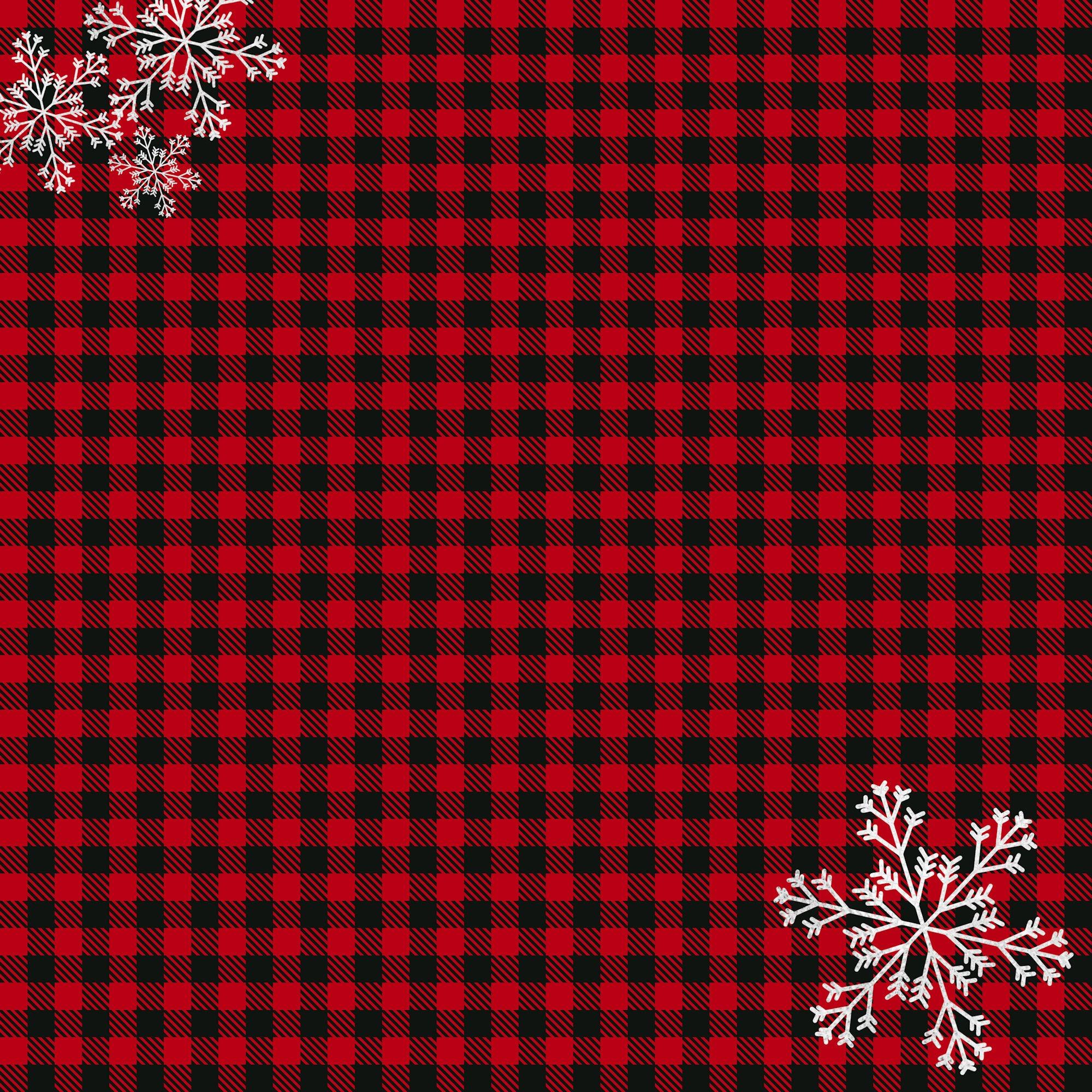 Buffalo Plaid Christmas Mini Collection Snowflakes 12 x 12 Double-Sided Scrapbook Paper by SSC Designs - Scrapbook Supply Companies